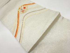 リサイクル　金駒刺繍曲線に菊唐草模様名古屋帯